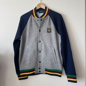 Polo Ralph Lauren Dark Vintage Heather Laurel Crest Fleece  Baseball Jacket S
